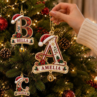 Personalized Christmas Initial Ornament – Custom Name Keepsake
