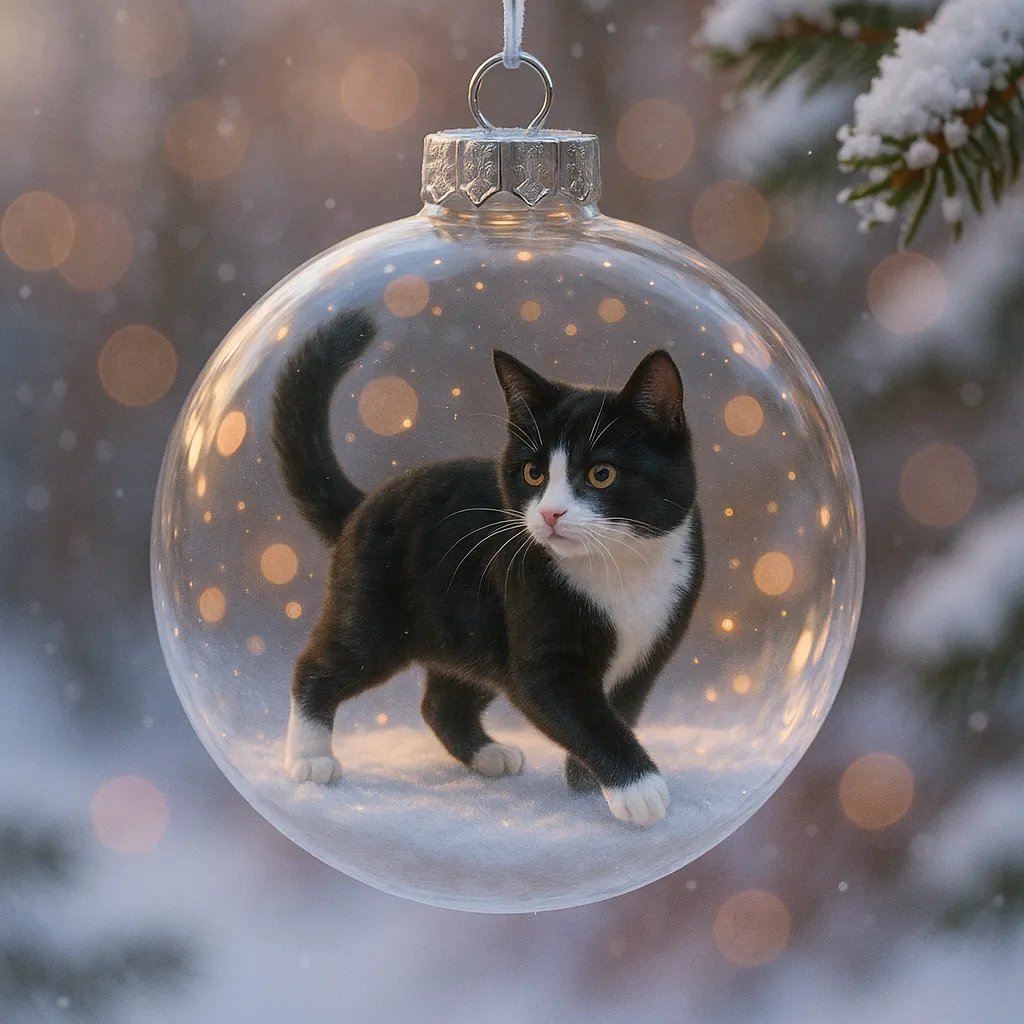 🔥Last Day 50% OFF - Cute Cat Christmas Glass Ornaments Collection