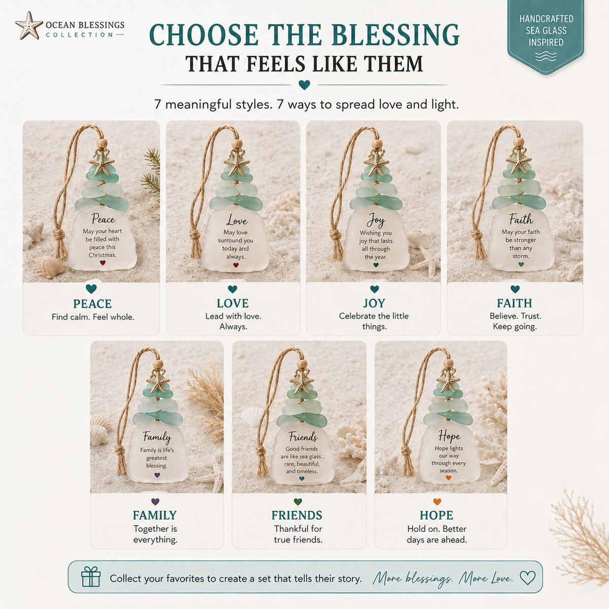 Ocean Blessings Sea Glass Christmas Ornaments