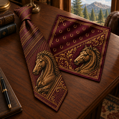 Personalized American Heritage Standard Self-Tie Necktie & Pocket Square Set 🇺🇸🦅