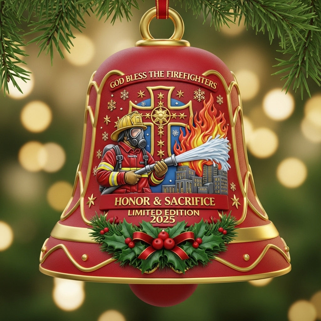 🌲Christmas Gifts--🚒Firefighter Christmas Bell Ornament