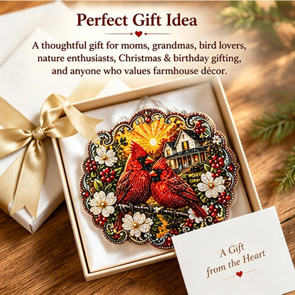 ✨🐦Beginner-Friendly-🐦Cardinals & Sunrise Diamond Art Hanging Ornament Kit