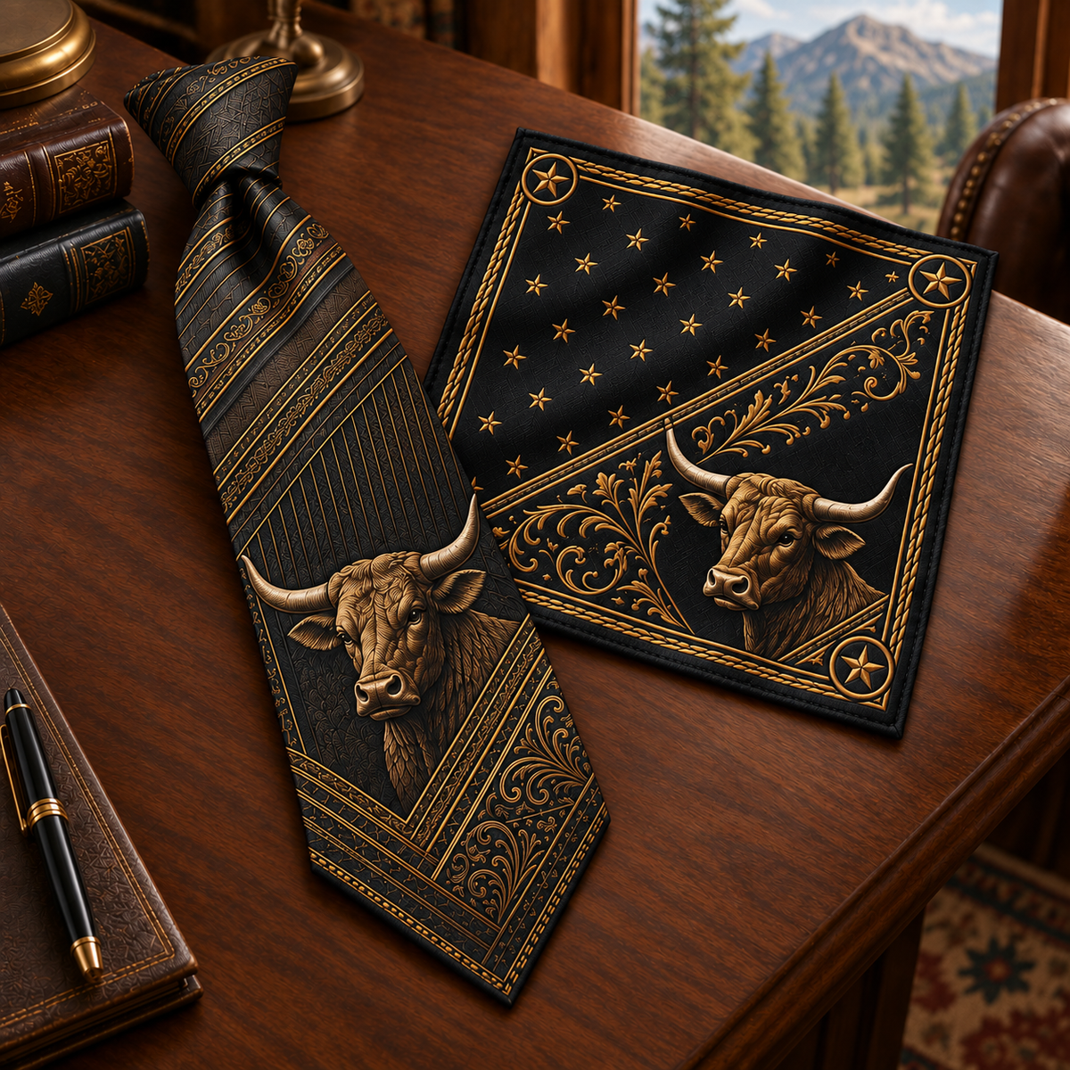 Personalized American Heritage Standard Self-Tie Necktie & Pocket Square Set 🇺🇸🦅