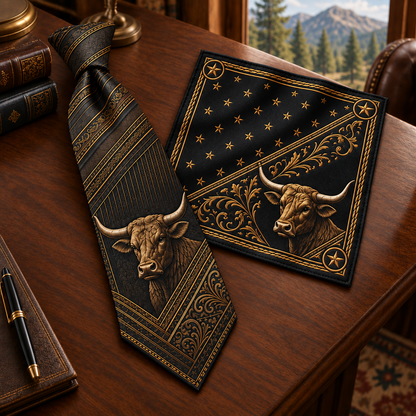 Personalized American Heritage Standard Self-Tie Necktie & Pocket Square Set 🇺🇸🦅