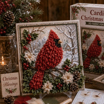 🔥 LAST DAY 50% OFF – 🎄🧵 Premium 3D Christmas Fabric Poke Art Kit | No-Sew Holiday Craft with Pre-Punched Board, Fabric Squares & Display Stand 🎅✨