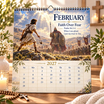 ✝️ 2027 Bible Verses for Strength Wall Calendar | 12 Months of Scripture-Inspired Themes, Biblical Artwork & Daily Faith for Home, Office & Prayer Spaces 📖