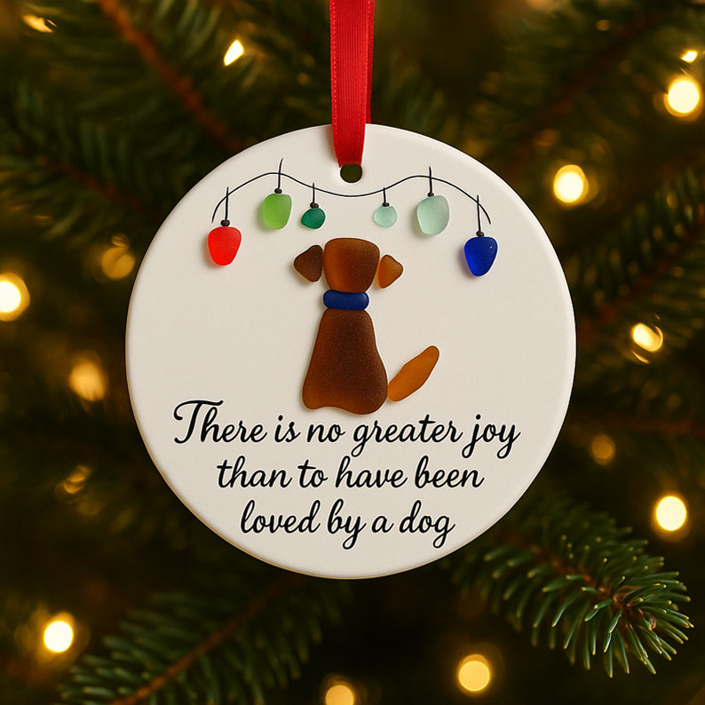 Sea Glass Art Dog Ornament