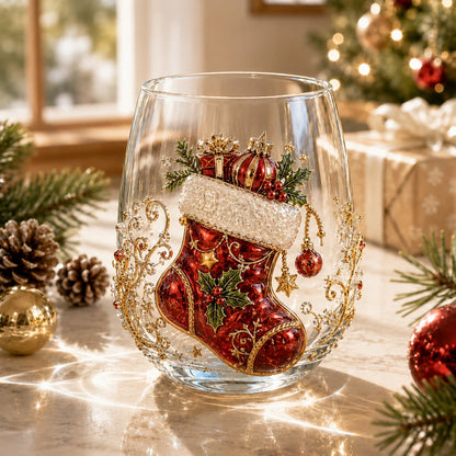 🎄🎄✨  Christmas Glass Art Cup | Luxury Holiday Glassware for Drinks, Decor & Christmas Gifts 🎁