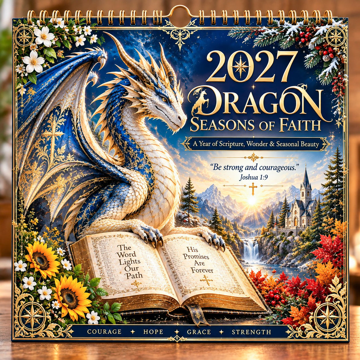 🔥LAST DAY 50% OFF - 🐉📖2027 Dragon Seasons of Faith Calendar – 12 Fantasy Dragons, Scripture & Seasonal Christian Art