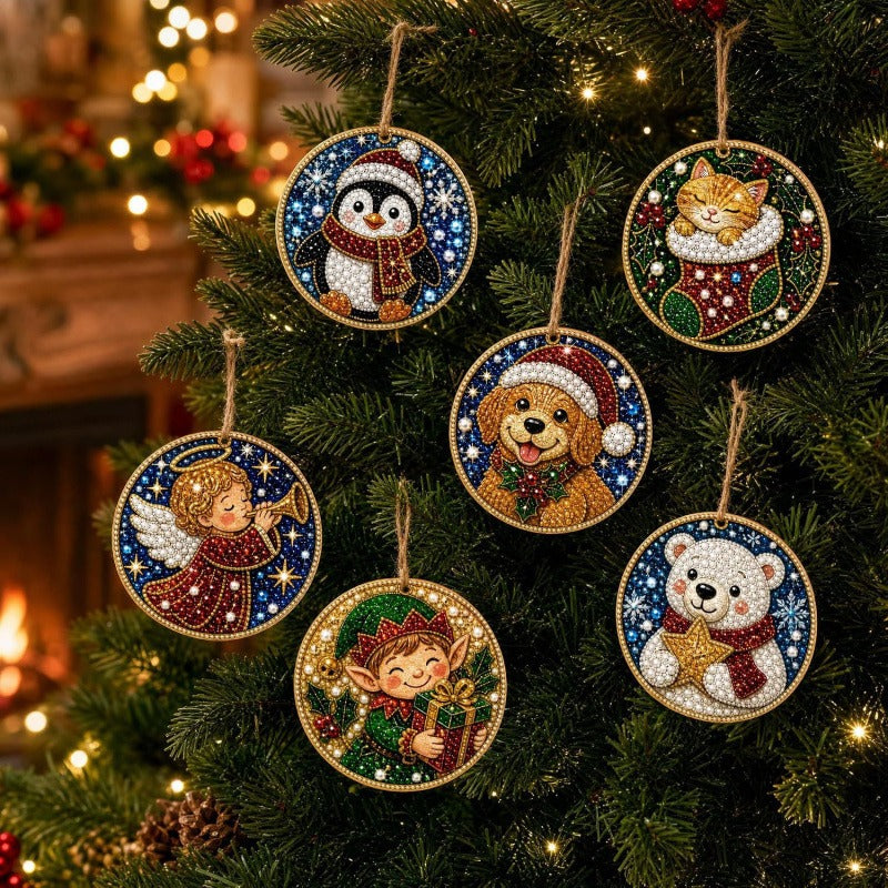 🎄👻 ✨ 60,000+ Sold🏵️6 Pcs Christmas DIY Diamond Painting Ornaments