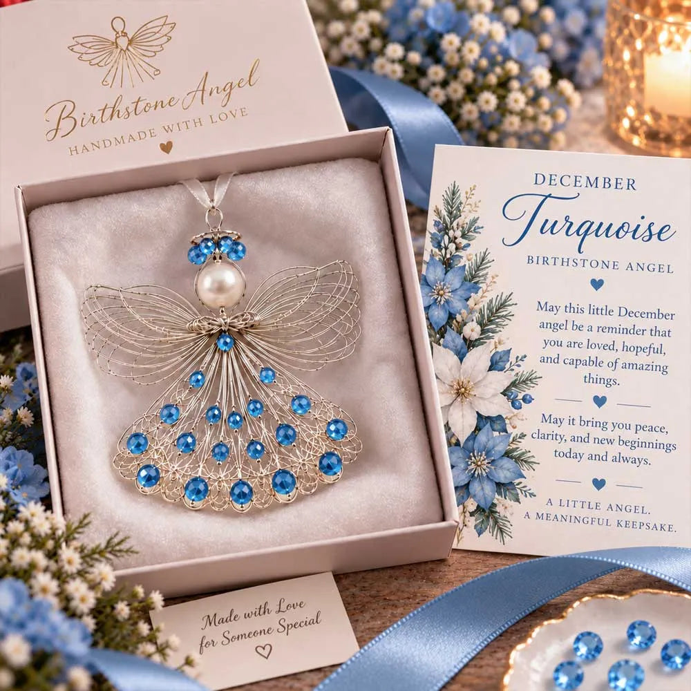 ⏳ ⏳Last Day 50% OFF – 👼Handmade Birthstone Angel Wire Ornament |12 Meaningful Birthstone Colors with Keepsake Card ✨
