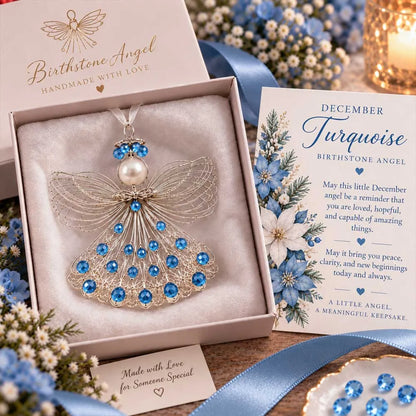 ⏳ ⏳Last Day 50% OFF – 👼Handmade Birthstone Angel Wire Ornament |12 Meaningful Birthstone Colors with Keepsake Card ✨