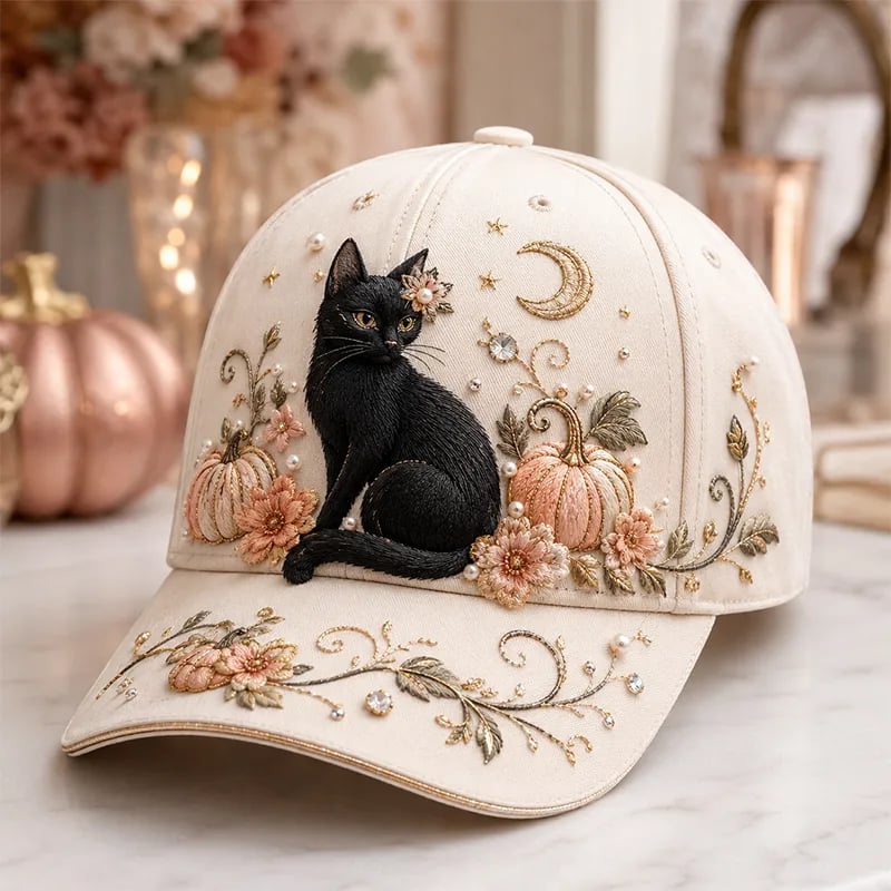 🎃 3D Halloween Embroidery Cap | Spooky Cute Adjustable Hat for Fall Outfits, Daily Styling & Halloween Parties