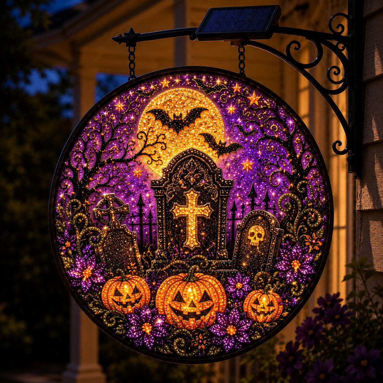 🎃🎃 Solar Halloween LED Hanging Sign Light 👻