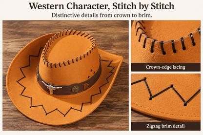 🤠 Longhorn Western Cowboy Hat – For the Spirit That Follows Its Own Trail
