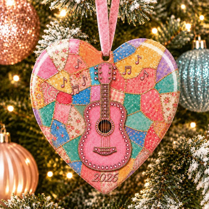 🎅 2026 Christmas Gift 50% Off--🎁Last Day 50% OFF 🎸 Pink Guitar Memorial Heart Ornament