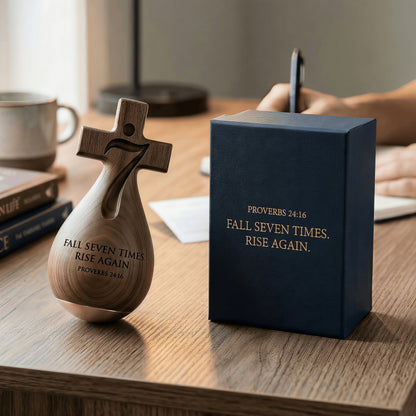 ✝️✝️Proverbs 24:16 – ✨Solid Wood Faithful Roly-Poly Ornament