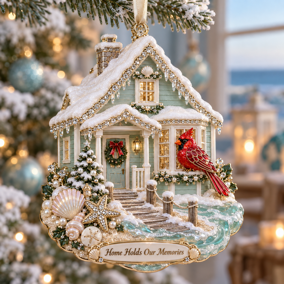 🎅🎅 2026 Christmas Gift 50% Off--Forever Treasured –  Coastal Cardinal Christmas Memorial Ornament Set