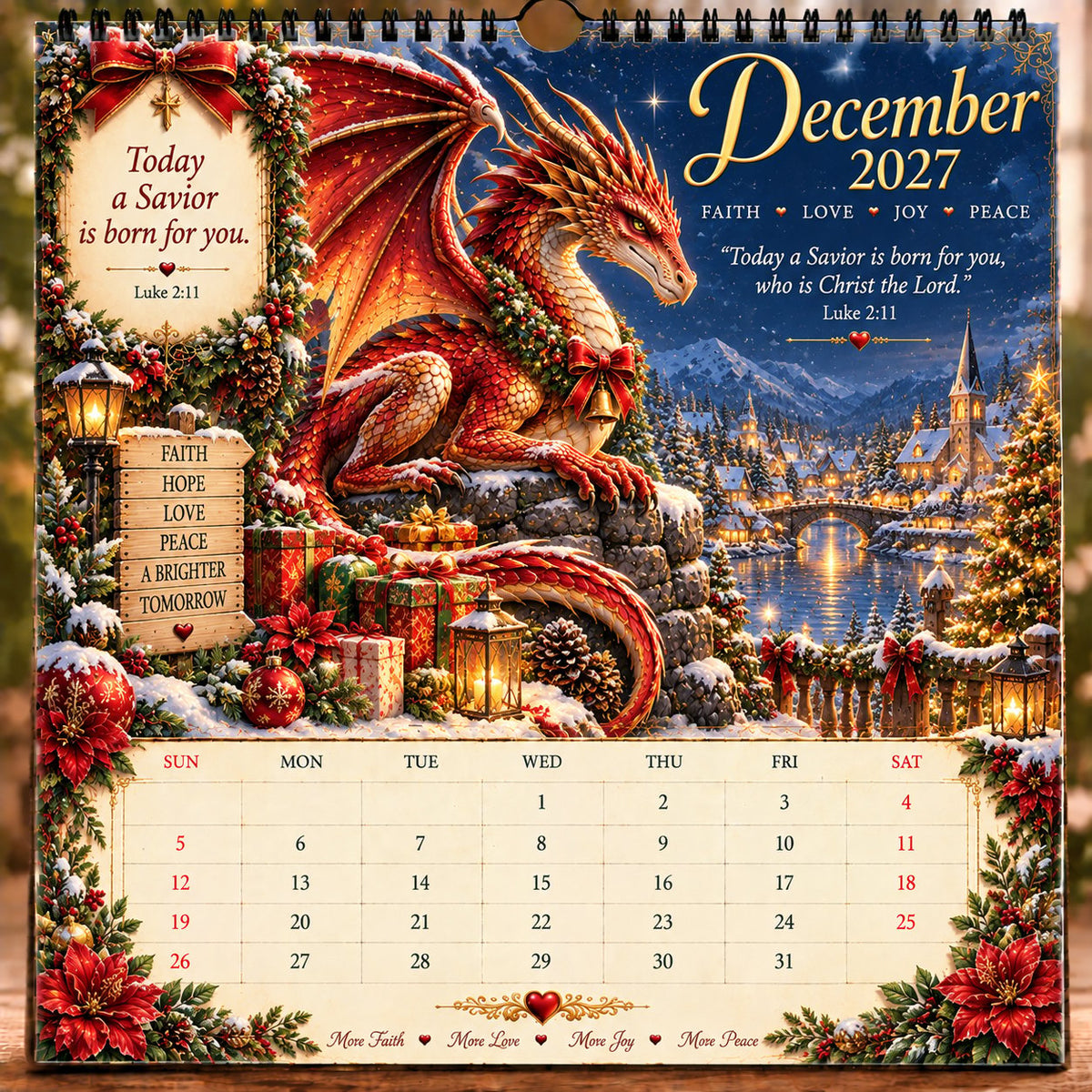 🔥🔥LAST DAY 50% OFF - 🐉📖2027 Dragon Seasons of Faith Calendar – 12 Fantasy Dragons, Scripture & Seasonal Christian Art