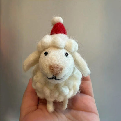 🎄🐑 Handmade Wool Felt Sheep Ornaments