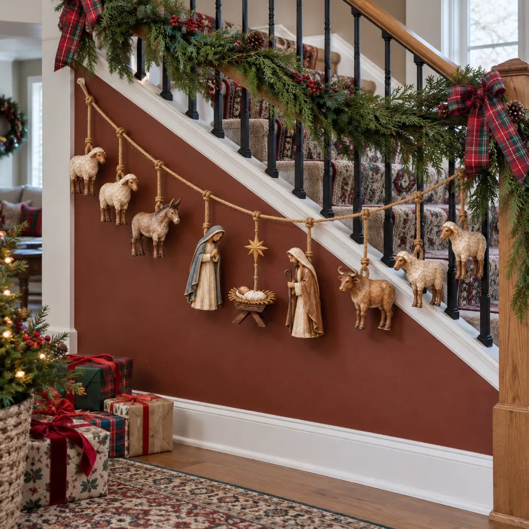 🌹✝️🎄Handcrafted Wooden Nativity Garland(📦Buy 2 Free Shipping)