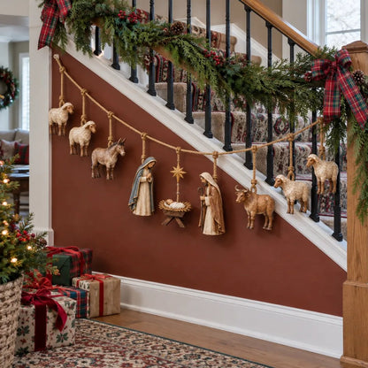 🌹✝️🎄Handcrafted Wooden Nativity Garland(📦Buy 2 Free Shipping)