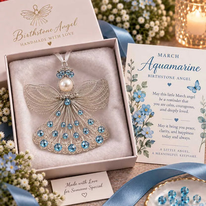 ⏳ ⏳Last Day 50% OFF – 👼Handmade Birthstone Angel Wire Ornament |12 Meaningful Birthstone Colors with Keepsake Card ✨