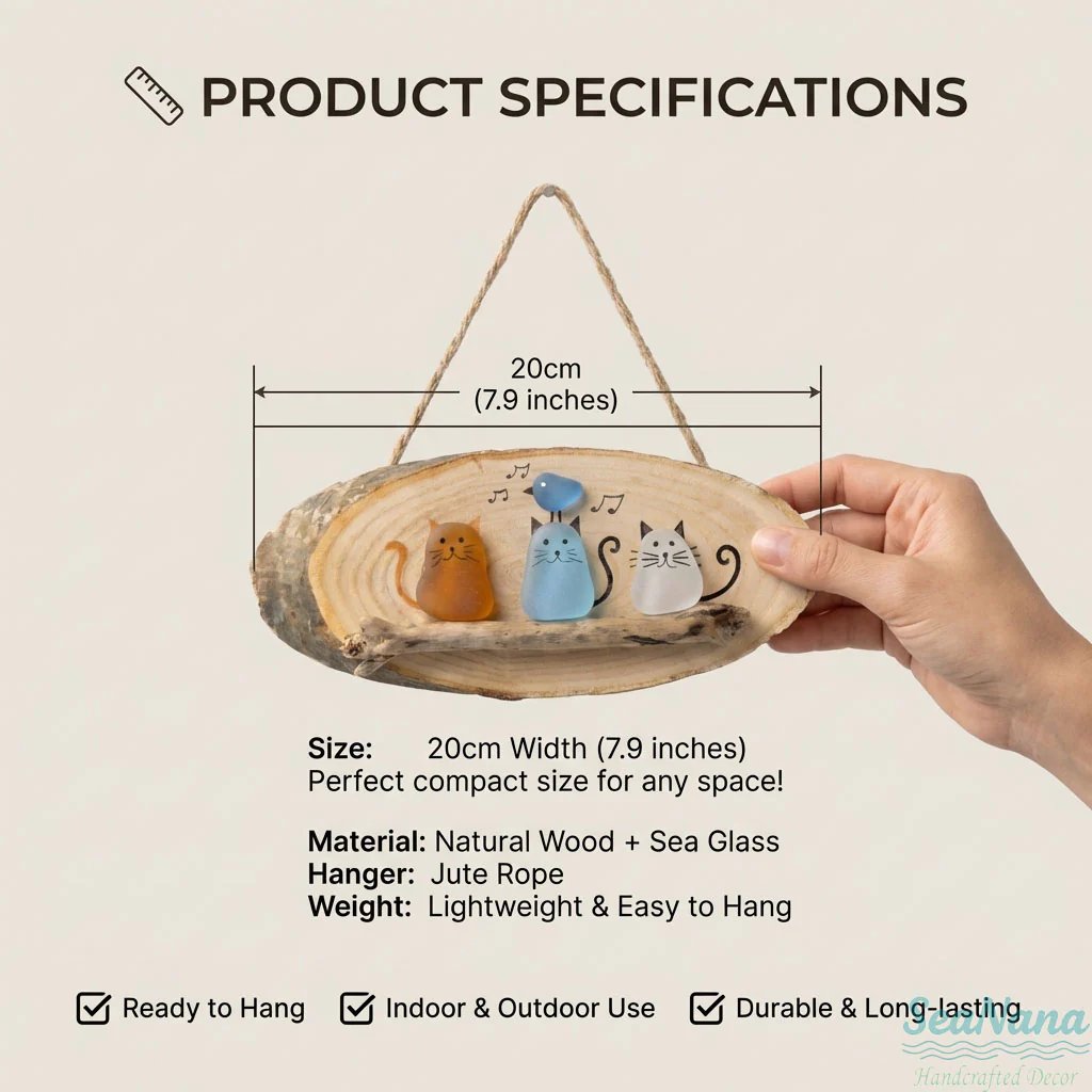 😻😻  Super Cute Sea Glass Cat Wall Hanging 💕✨🐾