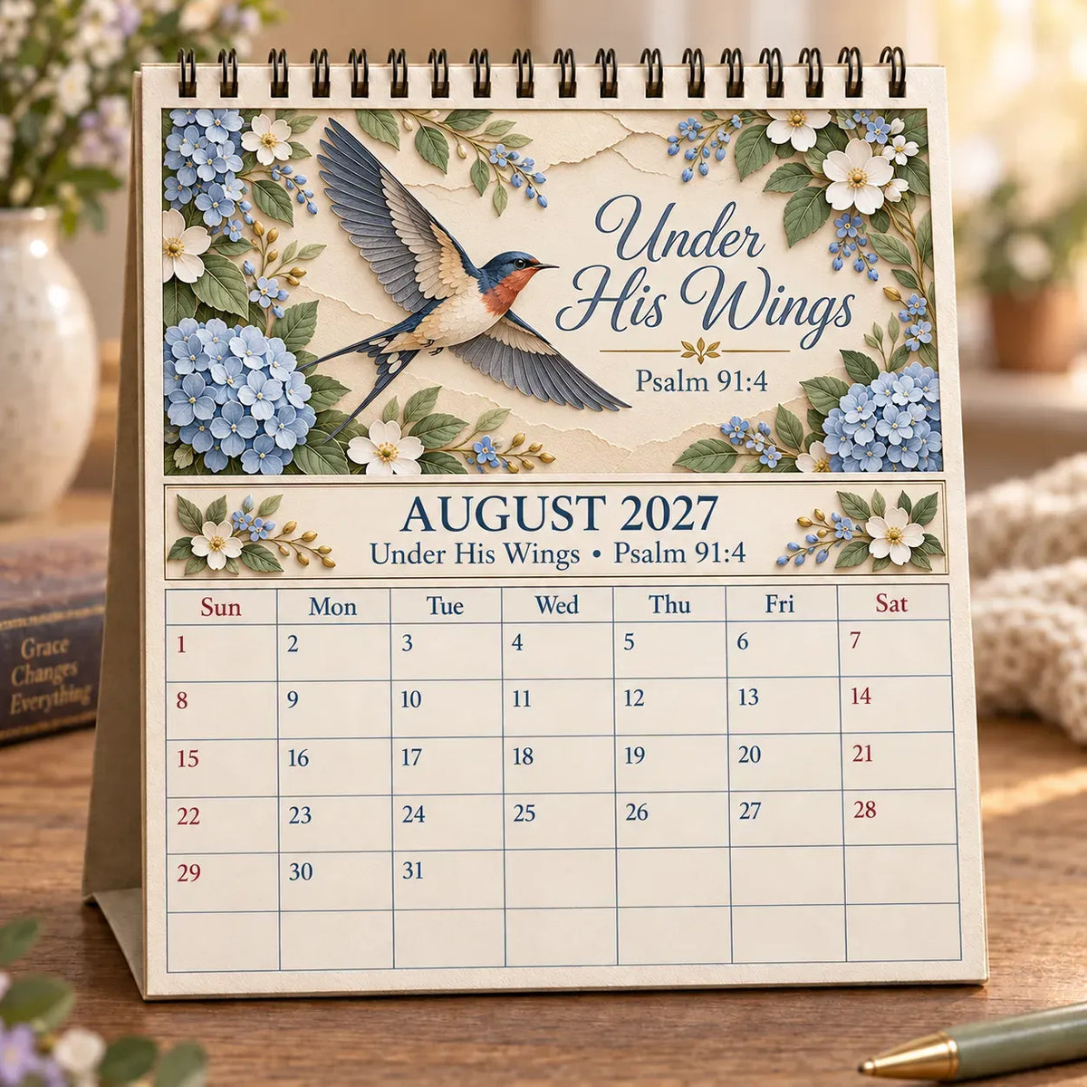 ✝️✝️ 3D Christian Calendar 2027 | 12 Scripture Designs with Nature Scenes, Birds & Flowers for Faith-Filled Homes & Meaningful Gifts 🎁