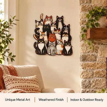 ⏰LAST DAY 50% OFF - 😻🐾Whimsical Cat Family Metal Wall Art