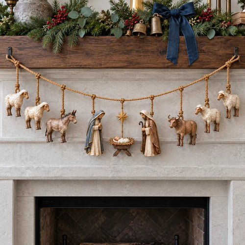 🌹✝️🎄Handcrafted Wooden Nativity Garland(📦Buy 2 Free Shipping)