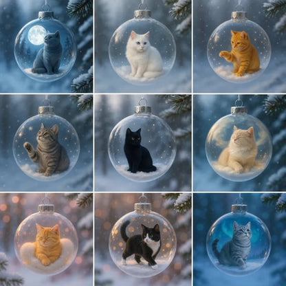 🔥Last Day 50% OFF - Cute Cat Christmas Glass Ornaments Collection