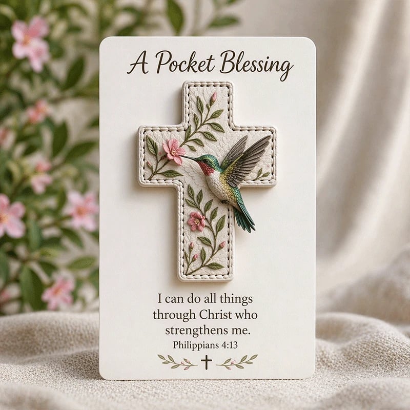 🕊️🕊️ Handmade 3D Bird Pocket Cross -🙏 Genuine Leather Portable Blessing, Includes Scripture Card 💕