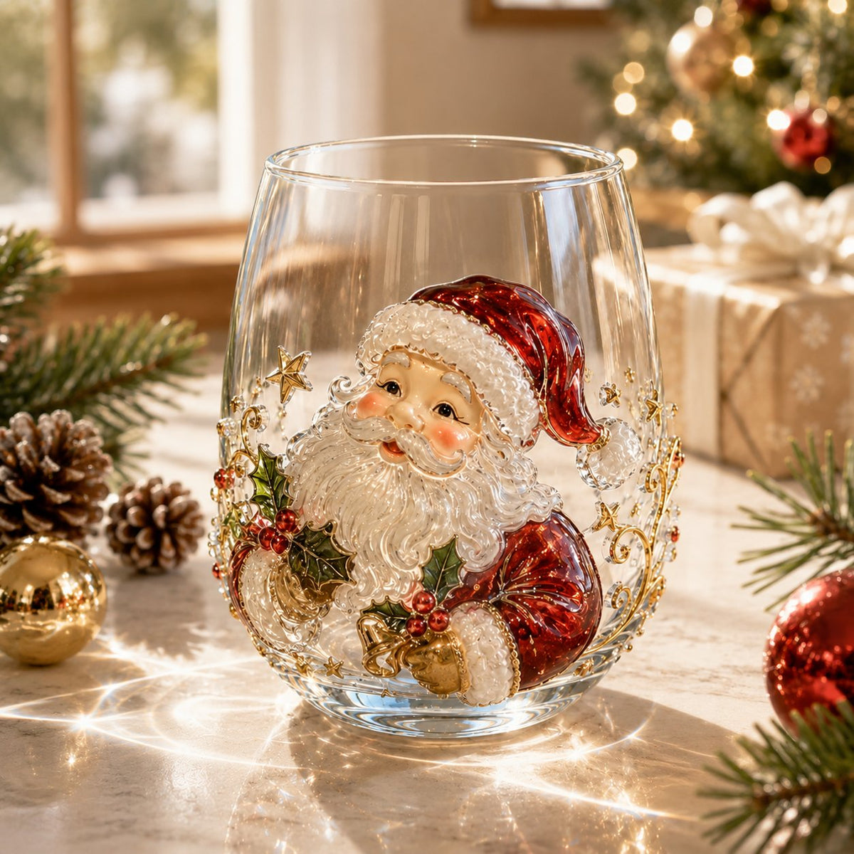 🎄🎄✨  Christmas Glass Art Cup | Luxury Holiday Glassware for Drinks, Decor & Christmas Gifts 🎁