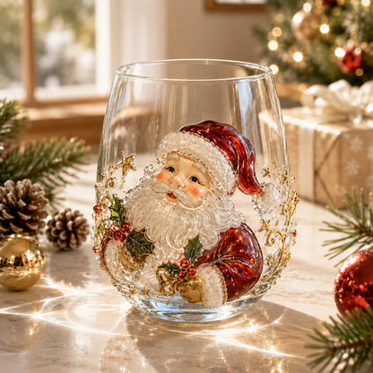 🎄🎄✨  Christmas Glass Art Cup | Luxury Holiday Glassware for Drinks, Decor & Christmas Gifts 🎁