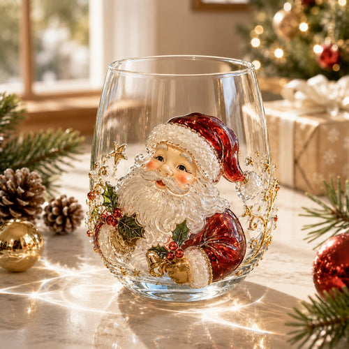 🎄🎄✨  Christmas Glass Art Cup | Luxury Holiday Glassware for Drinks, Decor & Christmas Gifts 🎁