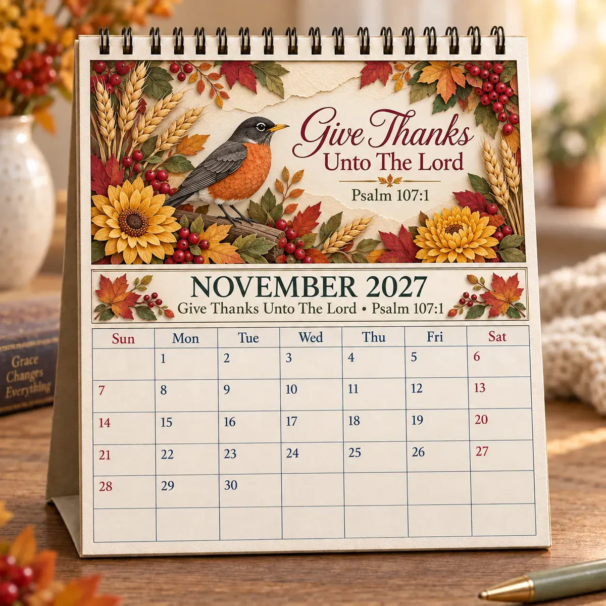 ✝️✝️ 3D Christian Calendar 2027 | 12 Scripture Designs with Nature Scenes, Birds & Flowers for Faith-Filled Homes & Meaningful Gifts 🎁