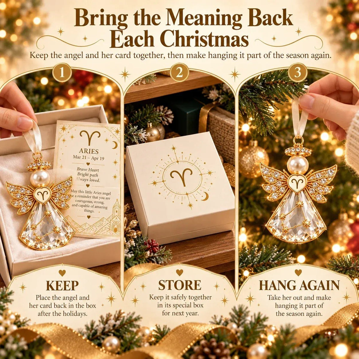 👼 Weihnachtliche Sternzeichen-Schutzengel-Erinnerungsstücke | 12 Sternzeichen mit juwelenfarbenen Designs & bedeutungsvollen Geschenkkarten ✨