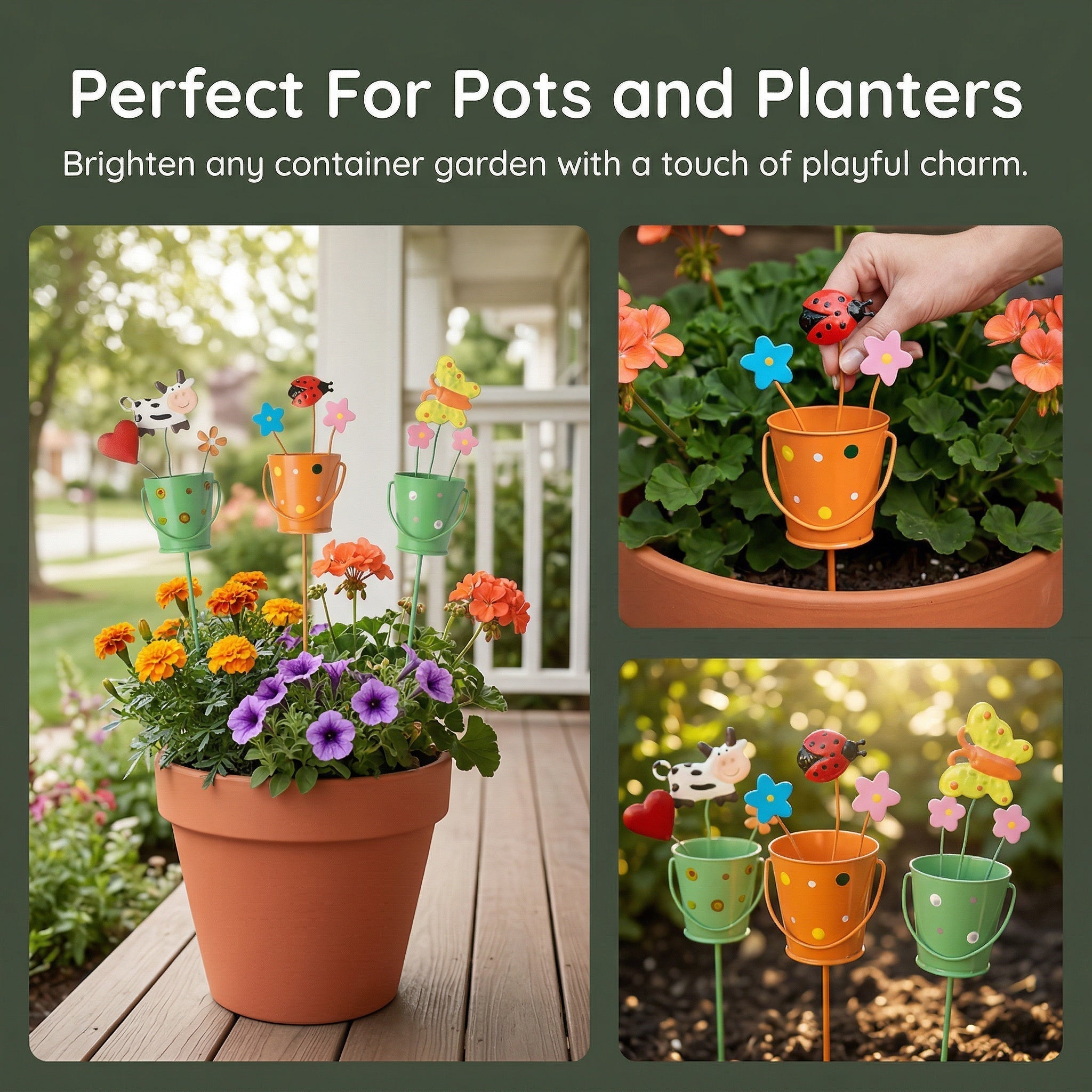 🔥Last Day 49% OFF-🌱🌱Set of 3 Metal Flower Pot Garden Stakes