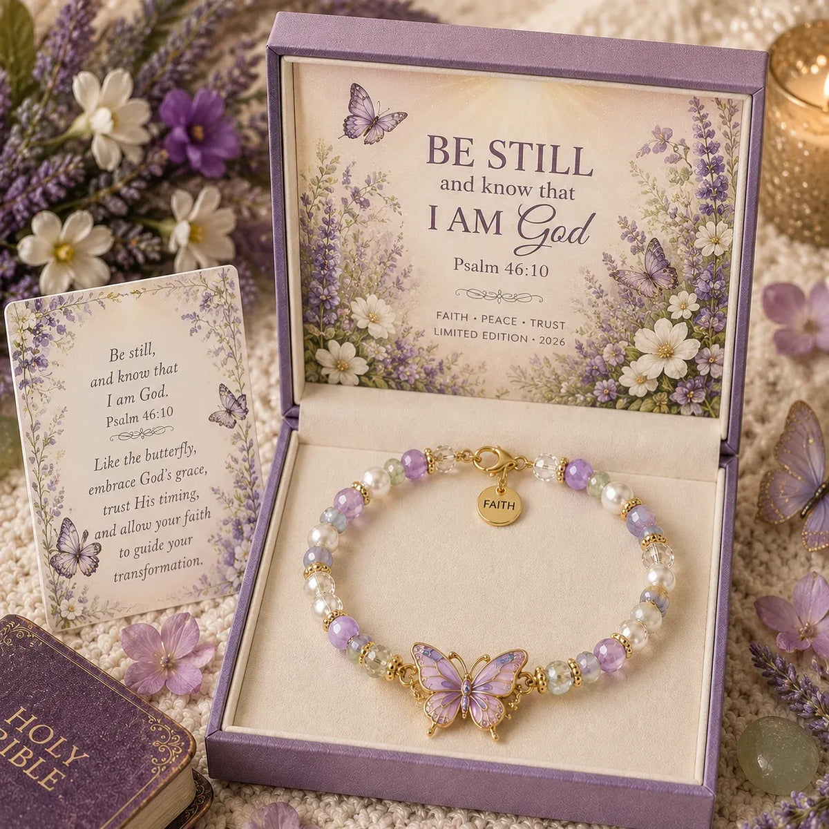 🎅🎅🎅 2026 Christmas Gift 50% Off--✝️ Psalm 46:10 Faith Bracelet | Limited Edition 2026 Christian Jewelry with 7 Meaningful Nature Symbols, Gemstone-Style Beads & Scripture Gift Box 🤍