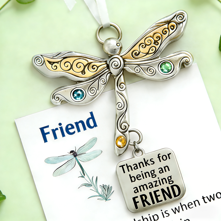 Friendship Dragonfly Ornament With Sentimental Quote -🌟 Gift for Best Friends