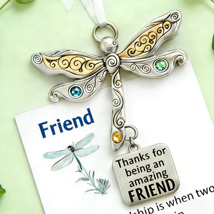 Friendship Dragonfly Ornament With Sentimental Quote -🌟 Gift for Best Friends