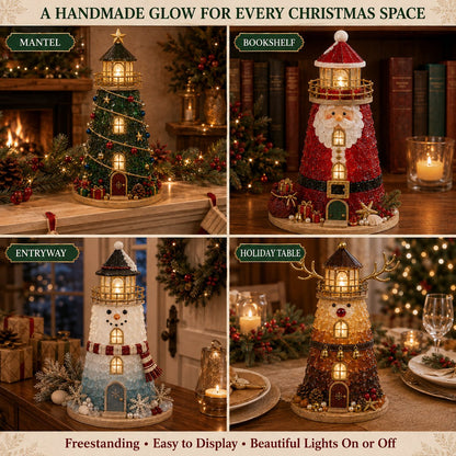 🎅 2026 Christmas Gift 50% Off--🎄Beginner-Friendly DIY Lighted Christmas Character Sea Glass-Style Lighthouse Kit Collection | Complete Kit with Sea Glass-Style Pieces, LED Lights & Step-by-Step Guide Included 💕