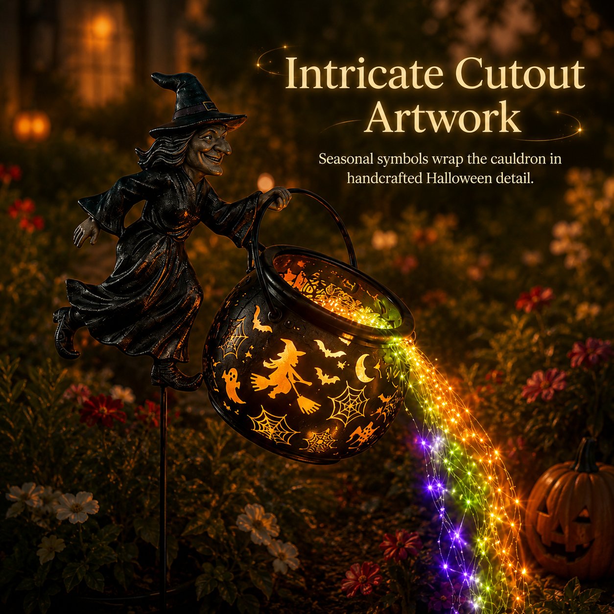 🧙‍♀️🧙‍♀️Halloween Witch Cauldron Garden Light
