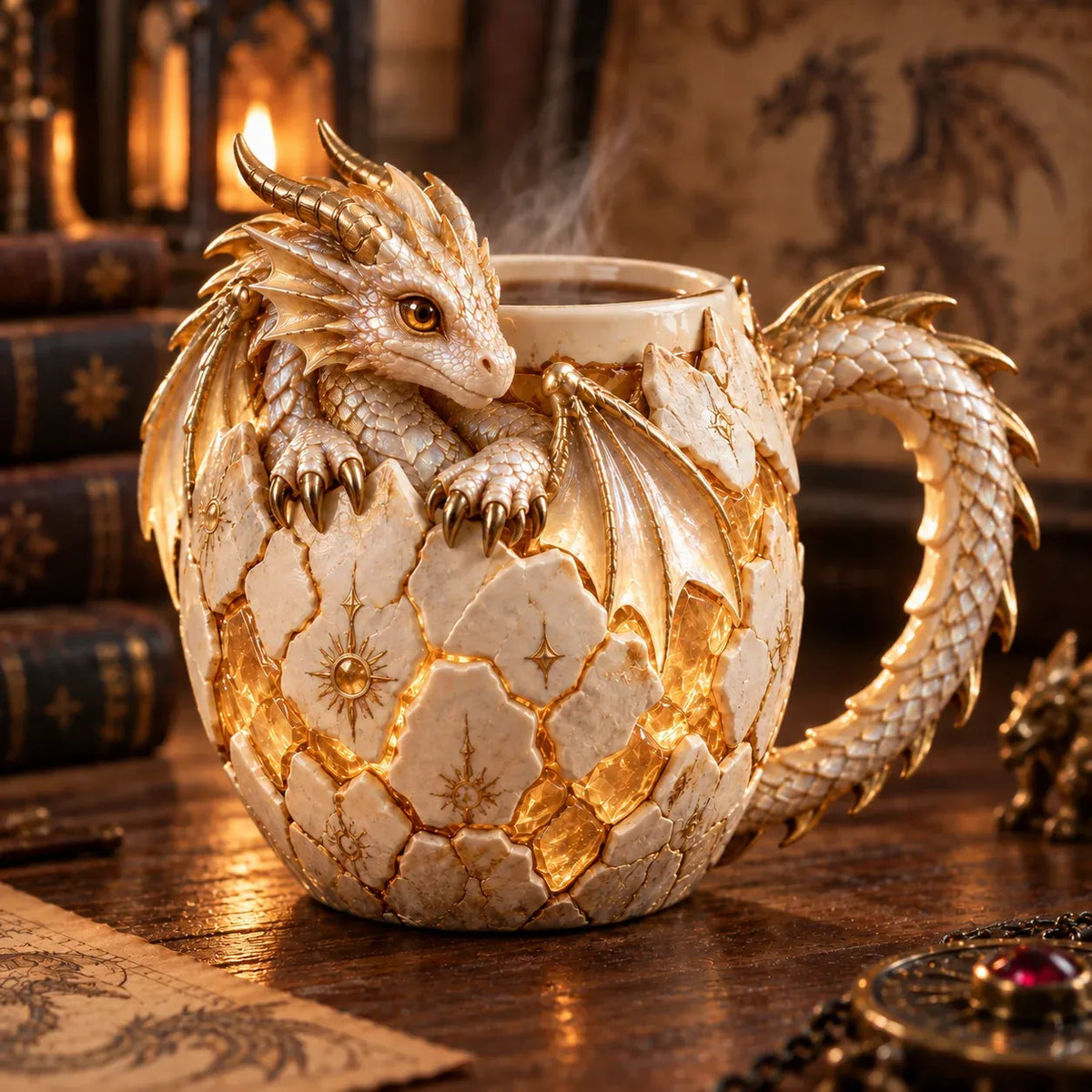 ⏳⏳ Last Day 50% OFF – 🐉 Dragonbound RealmsTM Sculpted Dragon Mug Collection | 6 Fantasy Realm Designs with Raised 3D Dragon Details ☕
