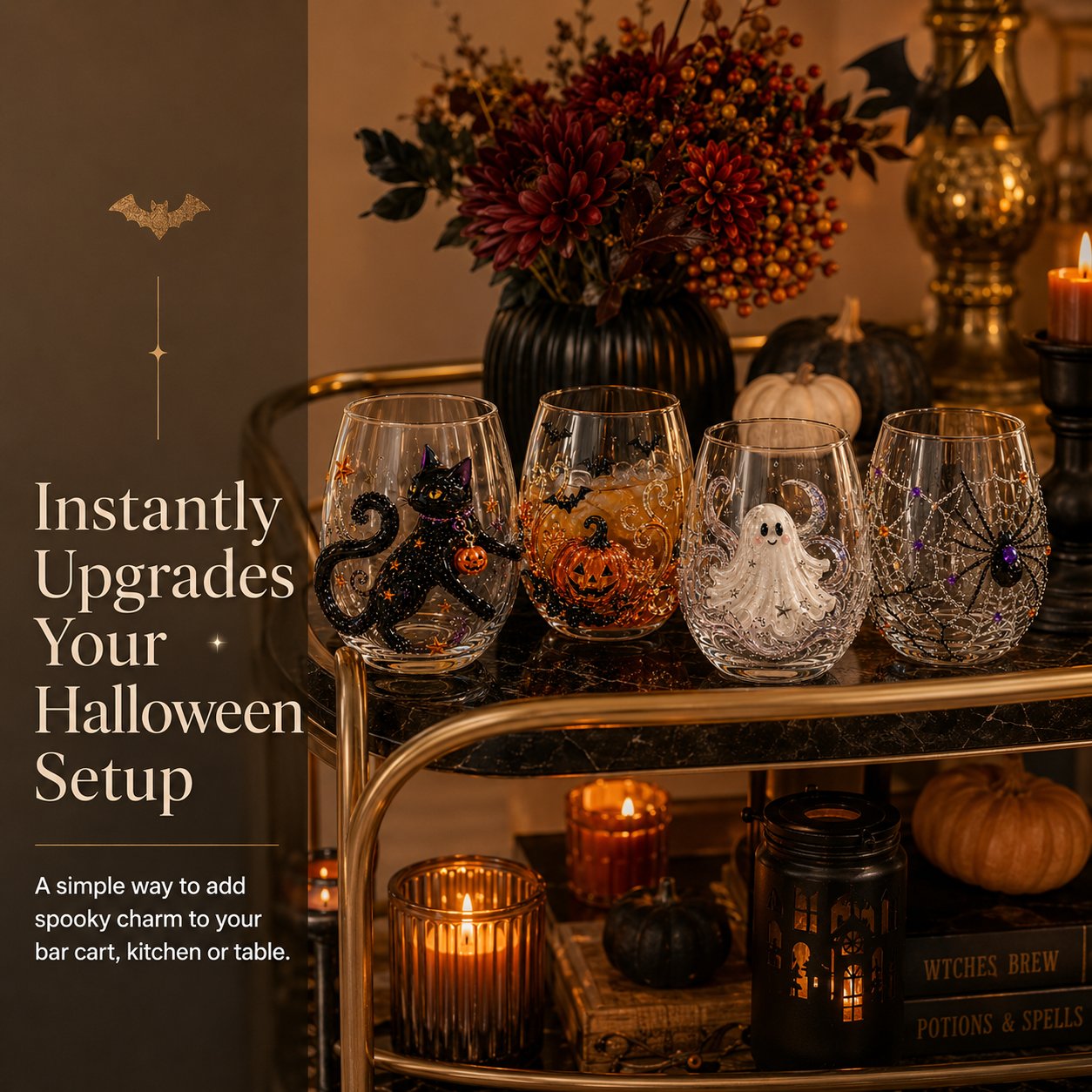 🎃 🎃 3D Halloween Artisan Glassware Collection | For Magical Halloween Sips, Eye-Catching 3D Details, Luminous Festive Party Moments & Cozy Fall Home Bar Glow