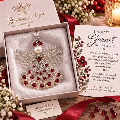 ⏳ ⏳Last Day 50% OFF – 👼Handmade Birthstone Angel Wire Ornament |12 Meaningful Birthstone Colors with Keepsake Card ✨