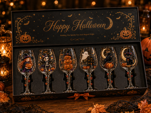 🔥🔥🎁Halloween  Wine Glass Collection Gift Box Set✨