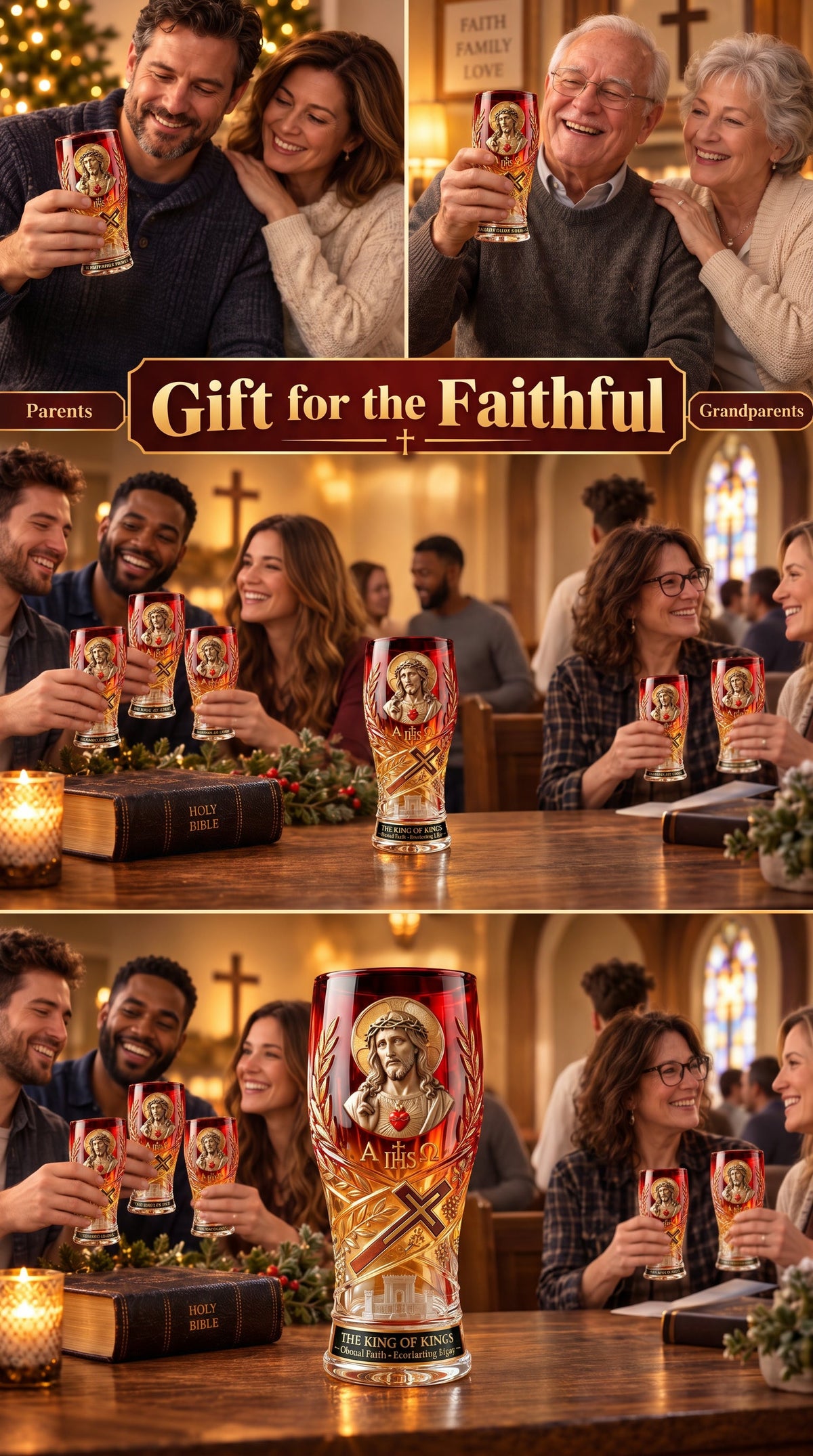 ❤️‍🔥❤️‍🔥Jesus Christ King of Kings Pint Glass – 16 oz Christian Faith Drinkware & Inspirational Gift