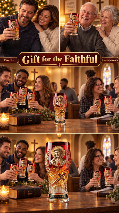 ❤️‍🔥❤️‍🔥Jesus Christ King of Kings Pint Glass – 16 oz Christian Faith Drinkware & Inspirational Gift